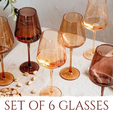 Hand-Blown Colored Wine Glasses Set of 6 - Venus Collection