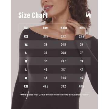 INLYRIC Women's Natrelax Long Sleeve Bodysuit Boat Neck Stretchy Basic Tops Black Medium
