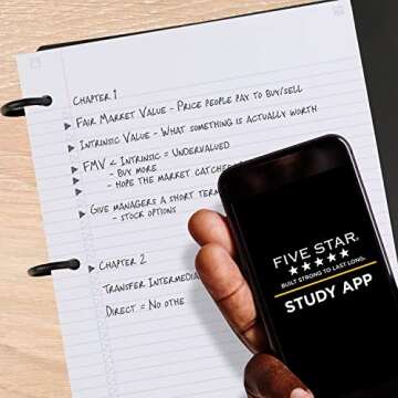 Five Star Flex Refillable Notebook + Study App, College Ruled Paper, 1-1/2 Inch TechLock Rings, Pock...