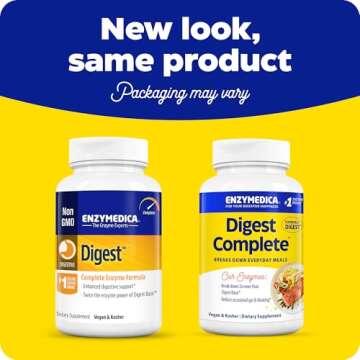Enzymedica Digest, Full-Range, Everyday Digestive Enzymes, Offers Fast-Acting Gas & Bloating Relief, 180 Count (FFP)