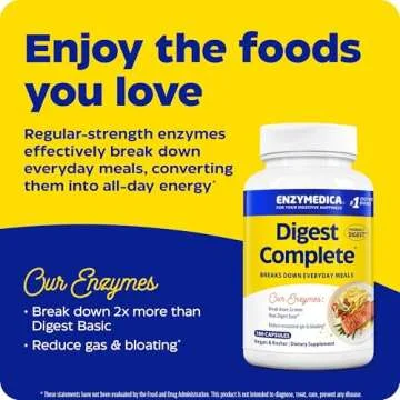 Enzymedica Digest, Full-Range, Everyday Digestive Enzymes, Offers Fast-Acting Gas & Bloating Relief, 180 Count (FFP)