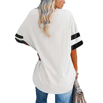 Fisoew Women’s Oversized Tees - Loose Cotton Half Sleeve Tops for Everyday Style