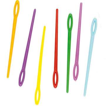 Baker Ross EF892 Colored Plastic Needles - Pack of 50, Kids Sewing Kit and Embroidery Kits for Beginners. Great for Kids Art Activities and Projects