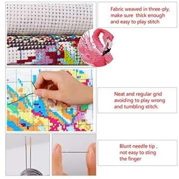 ITSTITCH Cross Stitch Kits Stamped Holiday Gift DIY Embroidery Starter Kits Easy Patterns Embroidery for Girls Crafts DMC Stamped Cross-Stitch Supplies Needlework Flamingos