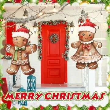 Shellwei Christmas Gingerbread Hanging Signs for Joyful Decor