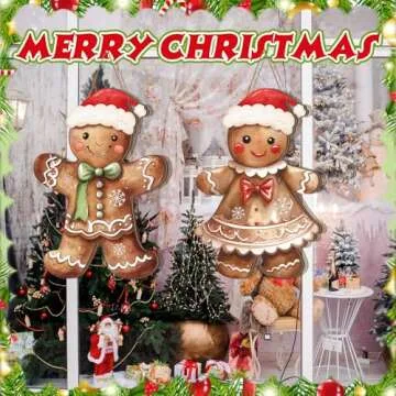 Shellwei Christmas Gingerbread Hanging Signs for Joyful Decor