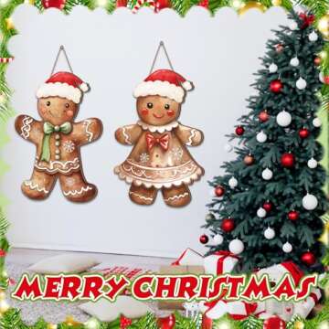 Shellwei Christmas Gingerbread Hanging Signs for Joyful Decor