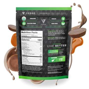 vedge Certified Organic Plant Protein Chocolate Peanut Butter Cup (20 Servings) - Plant-Based Vegan ...