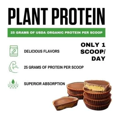 vedge Certified Organic Plant Protein Chocolate Peanut Butter Cup (20 Servings) - Plant-Based Vegan Protein Powder, USDA Organic, Gluten Free, Non Dairy Nutrition Plant Protein