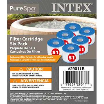 Intex 29011E Type S1 PureSpa Easy Set Pool Spa Hot Tub Filter Replacement Cartridges (6 Filters), Blue and White