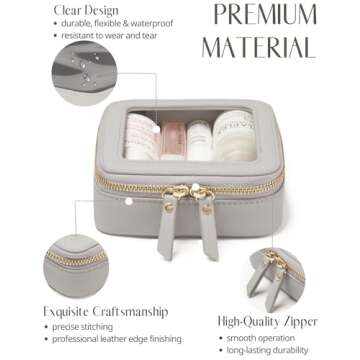 Popvibe Small Cosmetic Bag for Purse Mini Makeup Bag Cute Clear Make Up Pouch for Travel Tiny Leathe...