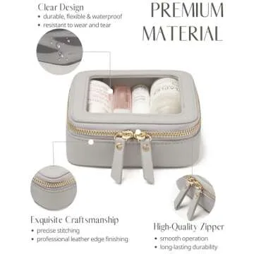 Popvibe Small Cosmetic Bag for Purse Mini Makeup Bag Cute Clear Make Up Pouch for Travel Tiny Leathe...