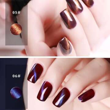 Gsnagole Gel Nail Polish Kit - Cat Eye Magnetic Gel Nail Polish Set, UV LED Soak Off Nail Art Varnish, Manicure Gift Set (Includes Magnet, 10ml per Bottle). (LLMY-1-6)
