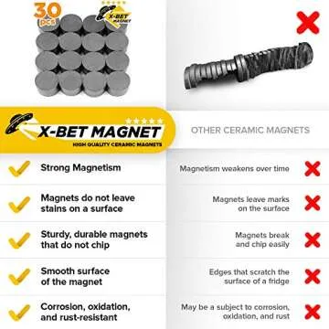 X-bet MAGNET Heavy Duty Magnets for Crafts - Ultra Strong Round Magnets for DIY, Home Space Organization & Decoration - Perfect Size for Whiteboard & Fridge (30 pcs, 0.7x0.2)
