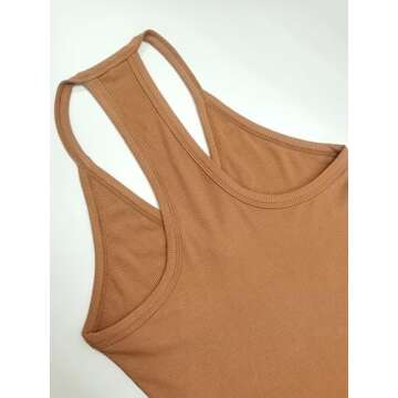 iGENJUN Women Workout Tops Racerback Tank Tops Basic Cute Summer 2024 V Neck Going Out Slim Fit Yoga Gym Ribbed Sleeveless Shirts Clothes Fashion,S,Chocolate