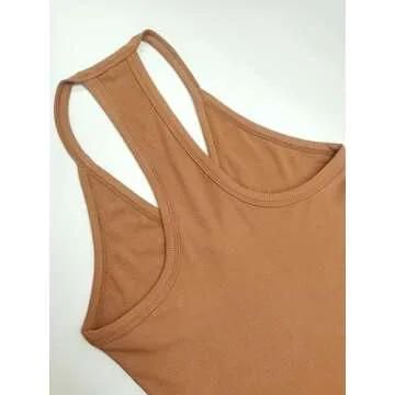 iGENJUN Women Workout Tops Racerback Tank Tops Basic Cute Summer 2024 V Neck Going Out Slim Fit Yoga Gym Ribbed Sleeveless Shirts Clothes Fashion,S,Chocolate