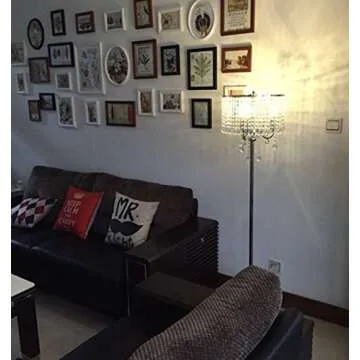 Hsyile Lighting KU300153 Floor Lamp- Elegant Designs Crystal Floor Lamps Chrome Finish Tall Standing Light for Living Room,Bed Room,Office