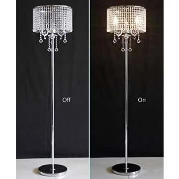 Hsyile Lighting KU300153 Floor Lamp- Elegant Designs Crystal Floor Lamps Chrome Finish Tall Standing Light for Living Room,Bed Room,Office