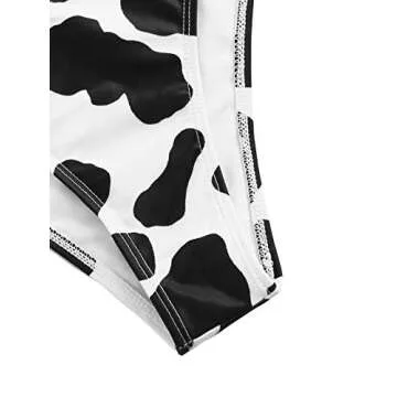 SweatyRocks Women's Sexy Bathing Suits Spaghetti Strap Floral Bikini Set Underwire Swimsuit Cow Small