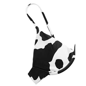 SweatyRocks Women's Sexy Bathing Suits Spaghetti Strap Floral Bikini Set Underwire Swimsuit Cow Small