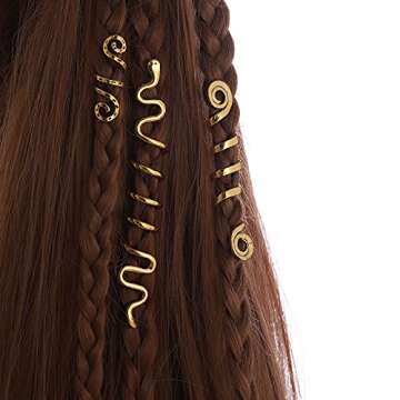 FRDTLUTHW Gold Snake Hair Jewelry for Braids, Halloween Hair Decoration, Dreadlock Accessories for W...