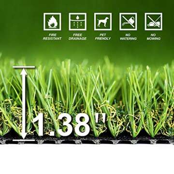Petgrow · Deluxe Realistic Artificial Grass Turf 4FTX6FT, 70 oz Face Weight/Drainage Holes/Rubber B...