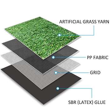 Petgrow · Deluxe Realistic Artificial Grass Turf 4FTX6FT, 70 oz Face Weight/Drainage Holes/Rubber Backing, Indoor Outdoor Pet Faux Synthetic Grass Astro Rug Carpet for Garden Backyard Patio Balcony