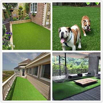 Petgrow · Deluxe Realistic Artificial Grass Turf 4FTX6FT, 70 oz Face Weight/Drainage Holes/Rubber Backing, Indoor Outdoor Pet Faux Synthetic Grass Astro Rug Carpet for Garden Backyard Patio Balcony