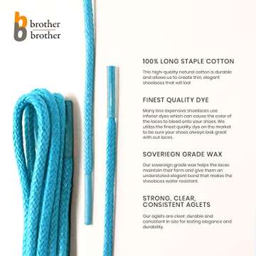 BB BROTHER BROTHER Dress Shoe Laces (7 Pairs) - Round Oxford Shoelaces for Dress Shoes Chukka - Waxe...