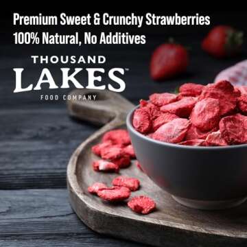 Thousand Lakes Freeze Dried Fruit - Strawberries 2-pack 1.2 ounces (2.4 ounces total) | No Sugar Added | 100% Sliced Strawberries