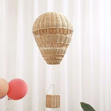 Hot Air Balloon Woven Rattan Hot 20 Inch Air Balloon Floating the Skies Air Balloon Photo Prop Hanging Home Decor for Room Preschool Ornament