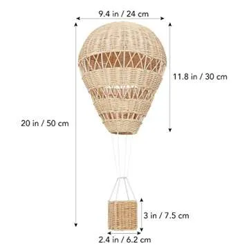 Hot Air Balloon Woven Rattan Hot 20 Inch Air Balloon Floating the Skies Air Balloon Photo Prop Hanging Home Decor for Room Preschool Ornament