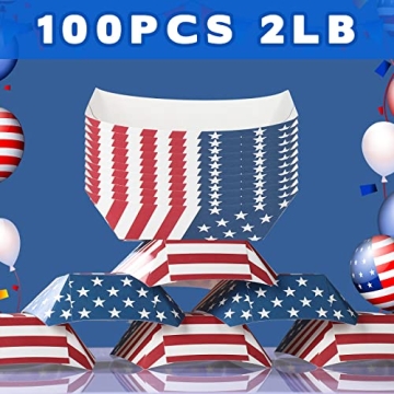 100 Patriotic Paper Food Trays for 4th of July Parties