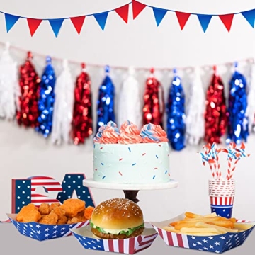 100 Patriotic Paper Food Trays for 4th of July Parties