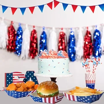 100 Patriotic Paper Food Trays for 4th of July Parties