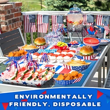 100 Patriotic Paper Food Trays for 4th of July Parties