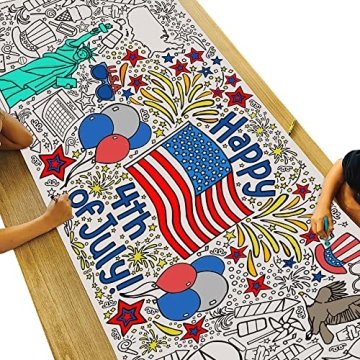 Tiny Expressions 4th of July Coloring Poster - Rolled, Creaseless Big Coloring Table Cloth for Kids'...