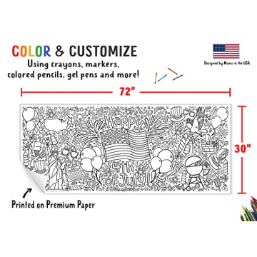 Tiny Expressions 4th of July Coloring Poster for Kids - Fun Activity