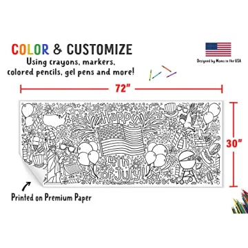 Tiny Expressions 4th of July Coloring Poster for Kids - Fun Activity