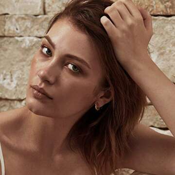 LOYATA Chain Hoop Earrings Gold Curb Wreath Link 14K Gold Plated Dainty Small Simple Hypoallergenic ...