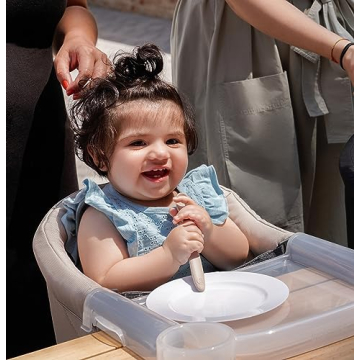 Inglesina Fast Table Chair, Cream - Portable Baby High Chair - for Babies & Toddlers 6-36 Months - Collapsible Design - Fits Tables 0.8'' to 3.5'' Thick - Compact & Easy to Use - Travel Bag Included