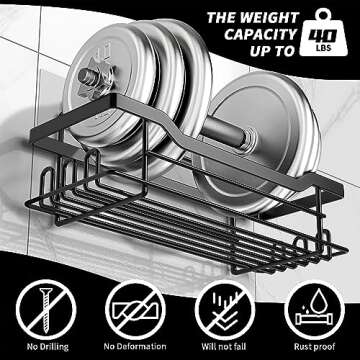 BATHDESIGN Shower Caddy Shelves Organizer Rack, 3 Pack Shower Caddy with Soap Holder, Shower Shelves for Inside Shower, No Drilling Wall Mounted Self Adhesive Shower Shelves, Matte Black