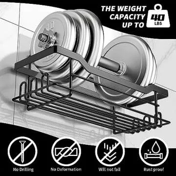 BATHDESIGN Shower Caddy Shelves Organizer Rack, 3 Pack Shower Caddy with Soap Holder, Shower Shelves for Inside Shower, No Drilling Wall Mounted Self Adhesive Shower Shelves, Matte Black