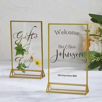 Stylish UNIQOOO Acrylic Sign Holders with Golden Border