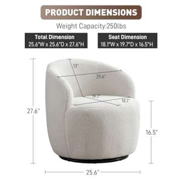 Wrofly Swivel Barrel Chair Set of 2 | Modern Teddy Accent Chairs