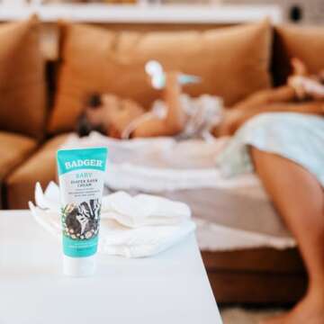 Badger Diaper Cream, Organic Diaper Rash Cream for Baby, Zinc Oxide Ointment w/Soothing Calendula Cream, Organic Baby Diaper Care Barrier Cream, Zinc Oxide Cream for Sensitive Baby Skin, 2.9 fl oz