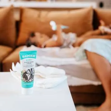 Badger Diaper Cream, Organic Diaper Rash Cream for Baby, Zinc Oxide Ointment w/Soothing Calendula Cream, Organic Baby Diaper Care Barrier Cream, Zinc Oxide Cream for Sensitive Baby Skin, 2.9 fl oz