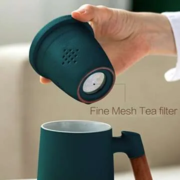 Elegant ZENS Tea Infuser Mug with Wood Handle
