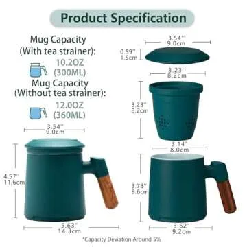 Elegant ZENS Tea Infuser Mug with Wood Handle