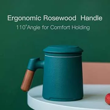 Elegant ZENS Tea Infuser Mug with Wood Handle